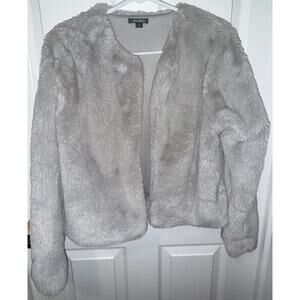 NWOT Wild Fable Gray Faux Fur Open Front Jacket  Small